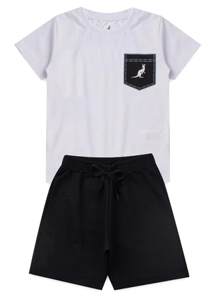 Rosa Azul - Conjunto Infantil Menino Bolso Kangulu Branco - ROSA AZUL