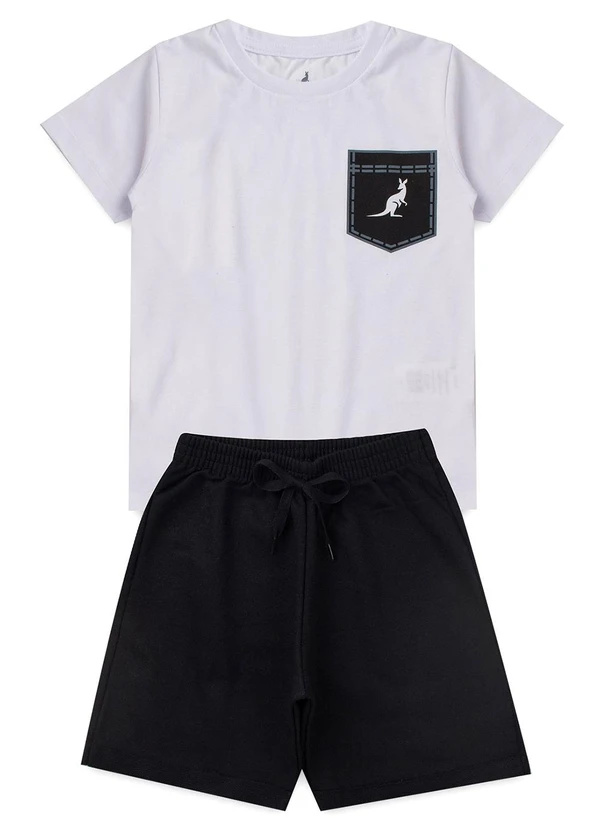 Rosa Azul - Conjunto Infantil Menino Bolso Kangulu Branco 1