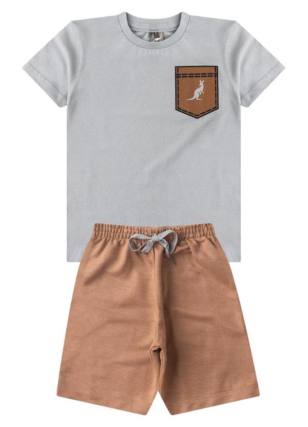Rosa Azul - Conjunto Infantil Menino Bolso Kangulu Cinza