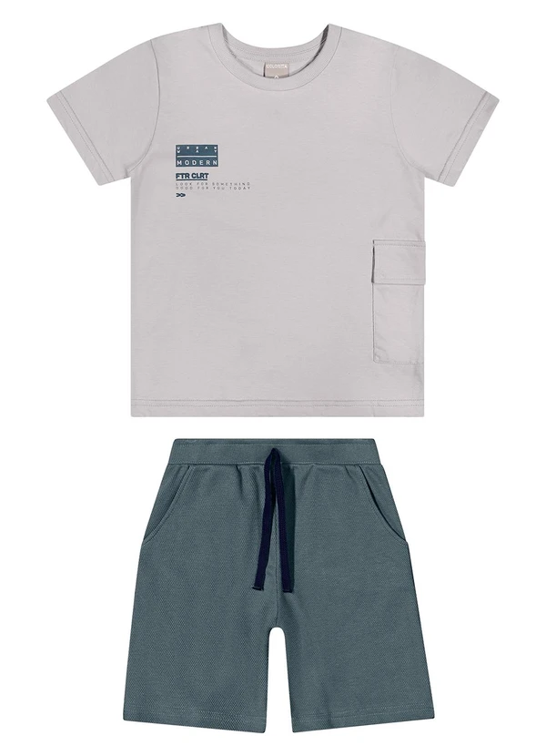 Colorittá - Conjunto Infantil Menino Bolso Lapela Cinza