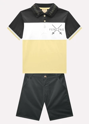 Milon - Conjunto Infantil Menino Bordado Amarelo - MILON