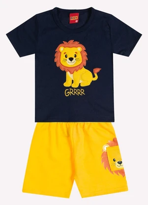 Kyly - Conjunto Infantil Menino Bordado Azul Marinho - KYLY