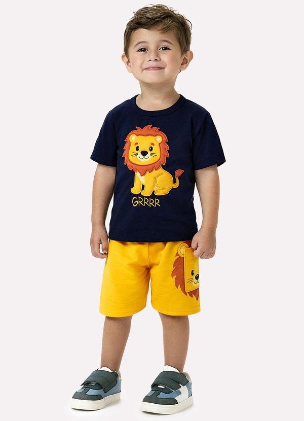 Kyly - Conjunto Infantil Menino Bordado Azul Marinho