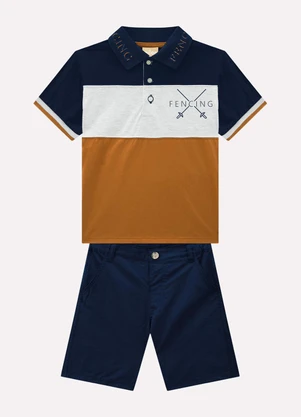 Milon - Conjunto Infantil Menino Bordado Azul - MILON