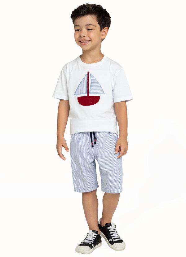 Milon - Conjunto Infantil Menino Bordado Branco