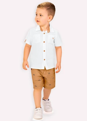 Milon - Conjunto Infantil Menino Bordado Branco - MILON