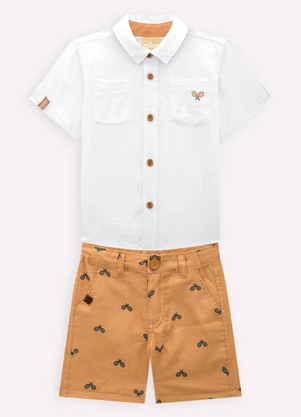 Milon - Conjunto Infantil Menino Bordado Branco - MILON