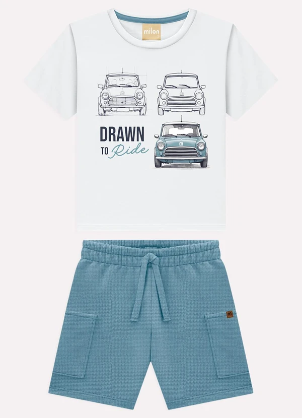 Milon - Conjunto Infantil Menino Bordado Branco