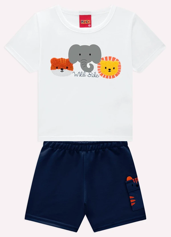 Kyly - Conjunto Infantil Menino Bordado Branco
