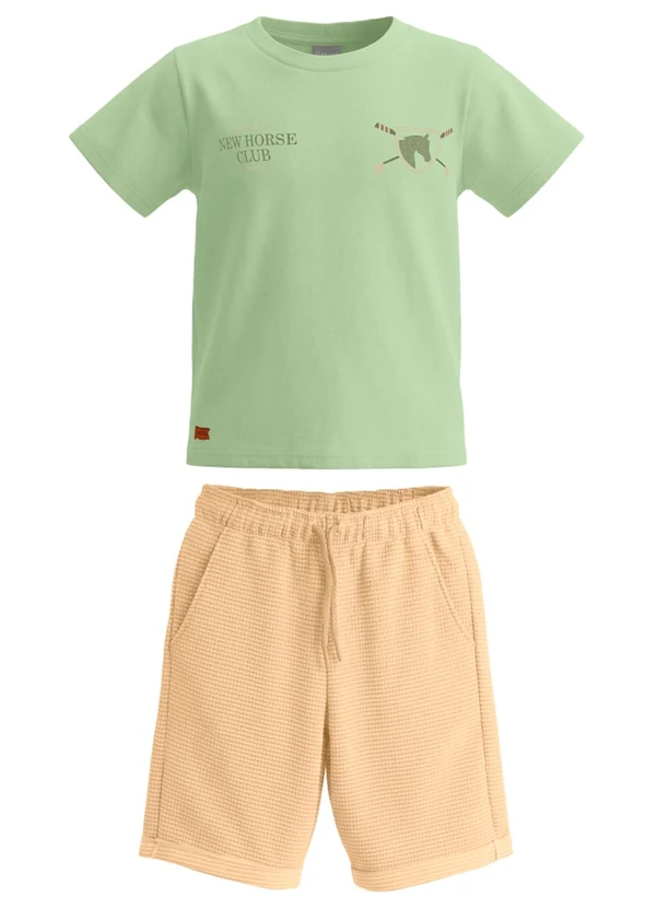 Mundi - Conjunto Infantil Menino Bordado Cavalo Verde