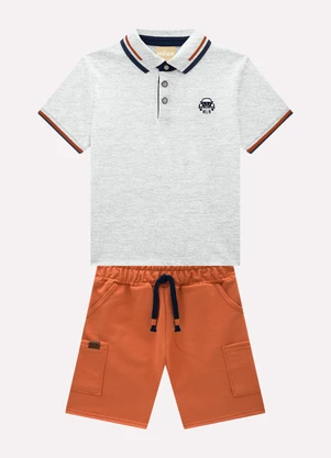 Milon - Conjunto Infantil Menino Bordado Cinza - MILON