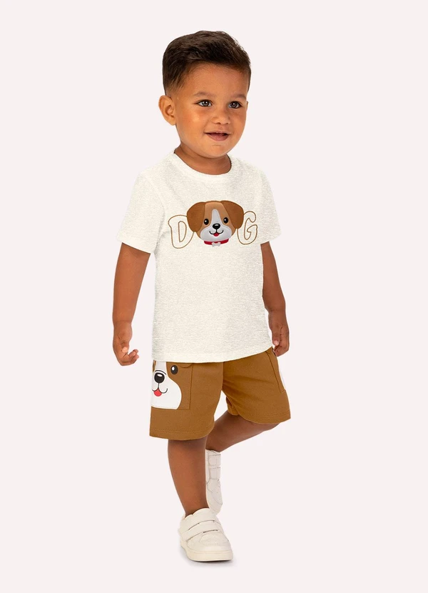 Kyly - Conjunto Infantil Menino Bordado Cinza