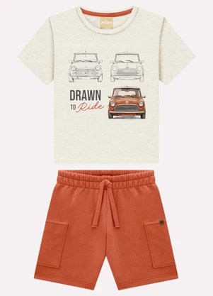 Milon - Conjunto Infantil Menino Bordado Cinza - MILON