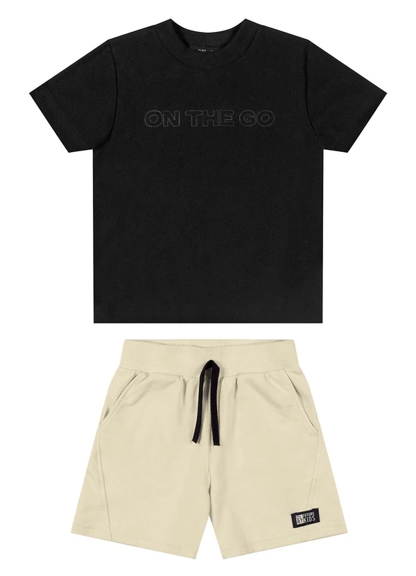 Colorittá - Conjunto Infantil Menino Bordado Frontal Preto