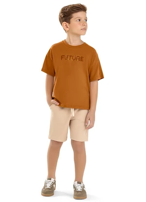 Colorittá - Conjunto Infantil Menino Bordado Future Marrom - COLORITTÁ