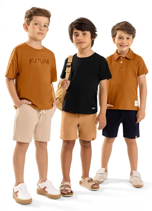 Colorittá - Conjunto Infantil Menino Bordado Future Marrom - COLORITTÁ