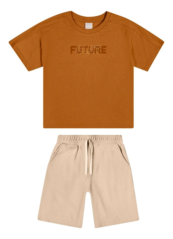Colorittá - Conjunto Infantil Menino Bordado Future Marrom 3