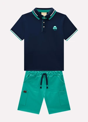 Milon - Conjunto Infantil Menino Bordado Marinho - MILON