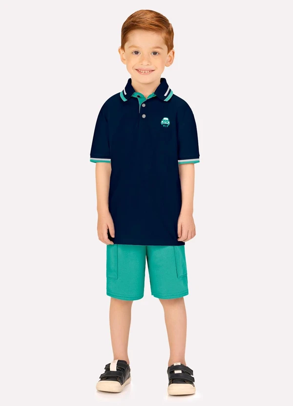 Milon - Conjunto Infantil Menino Bordado Marinho