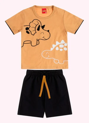 Kyly - Conjunto Infantil Menino Bordado Marrom - KYLY