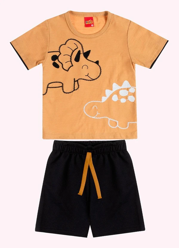 Kyly - Conjunto Infantil Menino Bordado Marrom 2