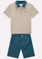 Milon - Conjunto Infantil Menino Bordado Branco - variação: Marrom