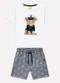 Milon - Conjunto Infantil Menino Bordado Milon Bege - variação: Branco