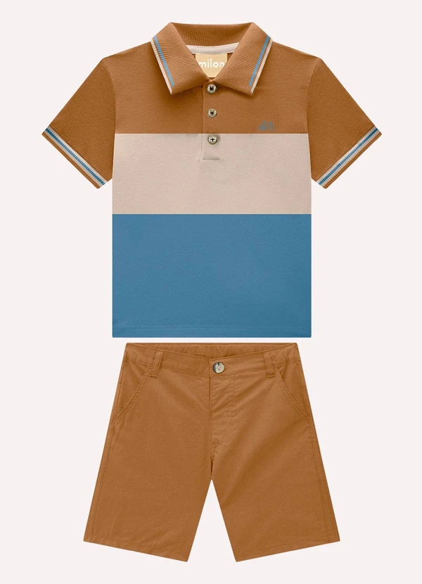 Milon - Conjunto Infantil Menino Bordado Marrom