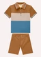 Milon - Conjunto Infantil Menino Bordado Azul - variação: Marrom