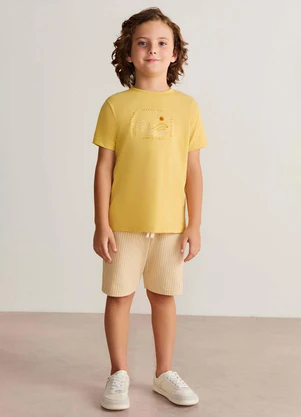 Colorittá - Conjunto Infantil Menino Bordado Ondas Amarelo - COLORITTÁ