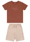 Colorittá - Conjunto Infantil Menino Bordado Ondas Amarelo - variação: Marrom