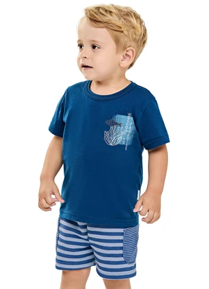 Elian - Conjunto Infantil Menino Bordado Peixe Azul - ELIAN