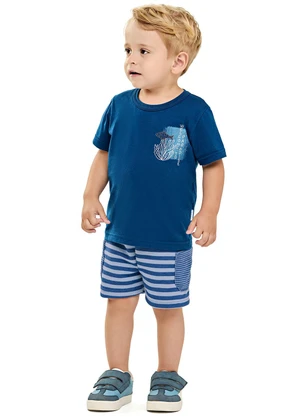 Elian - Conjunto Infantil Menino Bordado Peixe Azul - ELIAN