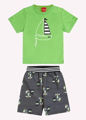 Kyly - Conjunto Infantil Menino Bordado Verde - KYLY