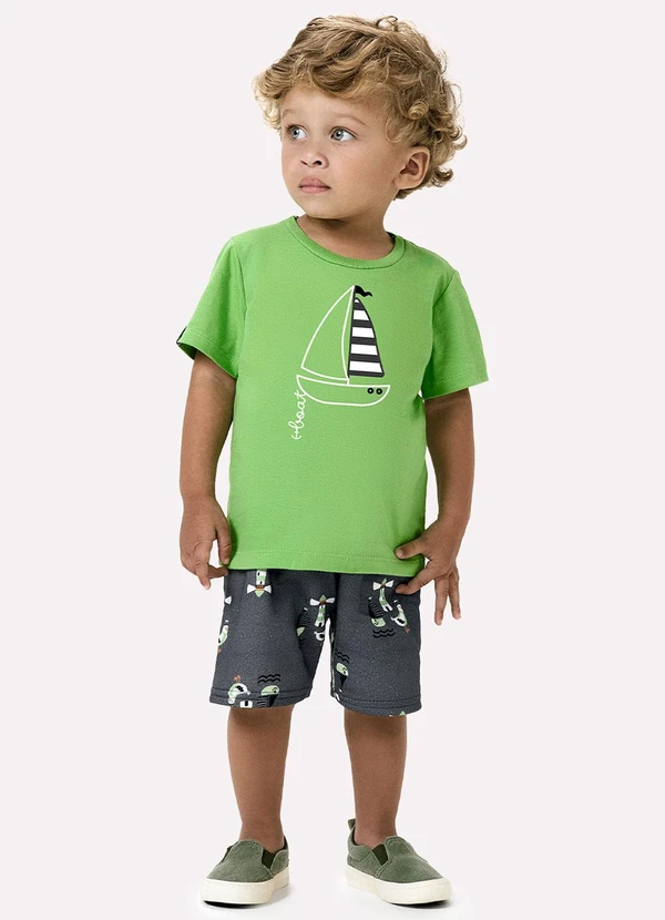 Kyly - Conjunto Infantil Menino Bordado Verde