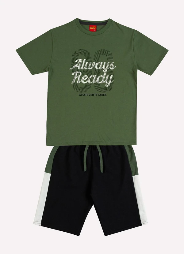 Kyly - Conjunto Infantil Menino Bordado Verde