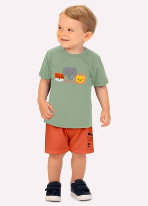 Kyly - Conjunto Infantil Menino Bordado Verde - KYLY