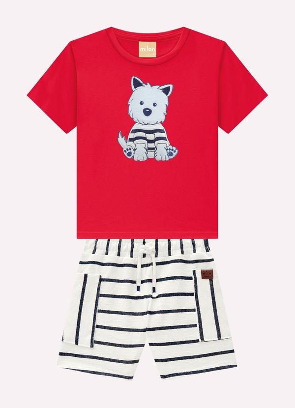 Milon - Conjunto Infantil Menino Bordado Vermelho 1
