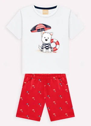 Milon - Conjunto Infantil Menino Cachorrinho Branco - MILON