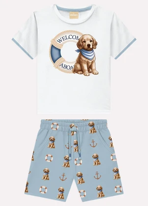 Milon - Conjunto Infantil Menino Cachorrinho Branco - MILON