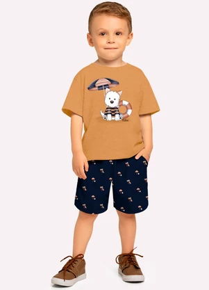 Milon - Conjunto Infantil Menino Cachorrinho Marrom - MILON