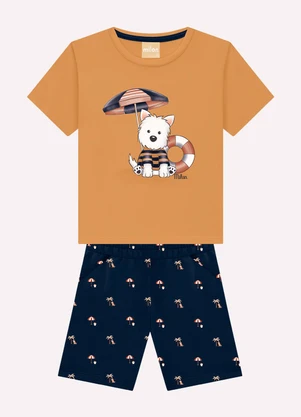Milon - Conjunto Infantil Menino Cachorrinho Marrom - MILON