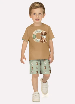Milon - Conjunto Infantil Menino Cachorrinho Marrom - MILON
