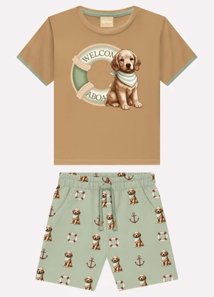 Milon - Conjunto Infantil Menino Cachorrinho Marrom - MILON