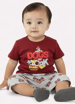 Kyly - Conjunto Infantil Menino Cachorrinho Vinho - KYLY