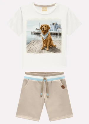 Milon - Conjunto Infantil Menino Cachorro Branco - MILON