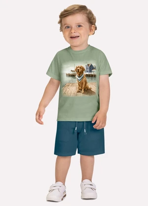 Milon - Conjunto Infantil Menino Cachorro Verde - MILON