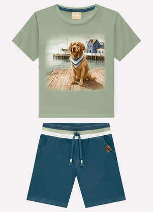 Milon - Conjunto Infantil Menino Cachorro Verde - MILON