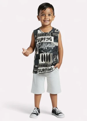 Kyly - Conjunto Infantil Menino Califórnia Cinza - KYLY