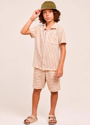 Vida Costeira - Conjunto Infantil Menino Camisa Tricot Listrada de - VIDA COSTEIRA